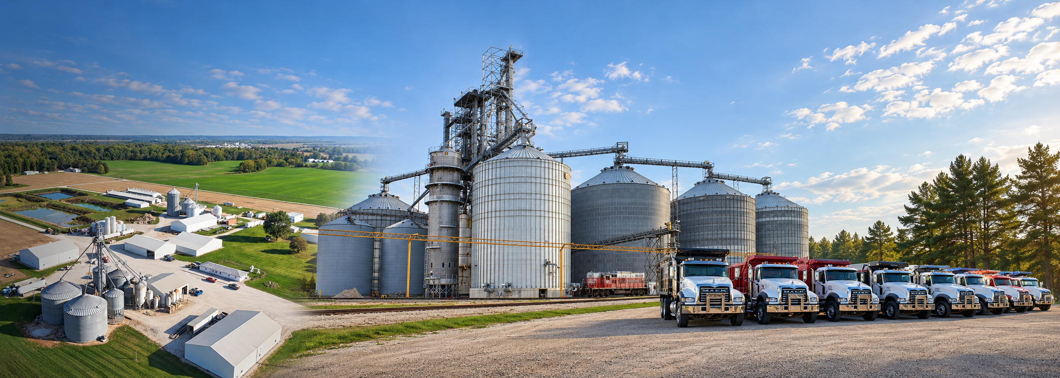Large Midwest grain farm, feed and grain operation, and dump truck fleet
